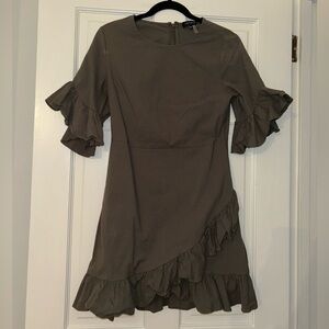 1.State Olive Ruffle Dress